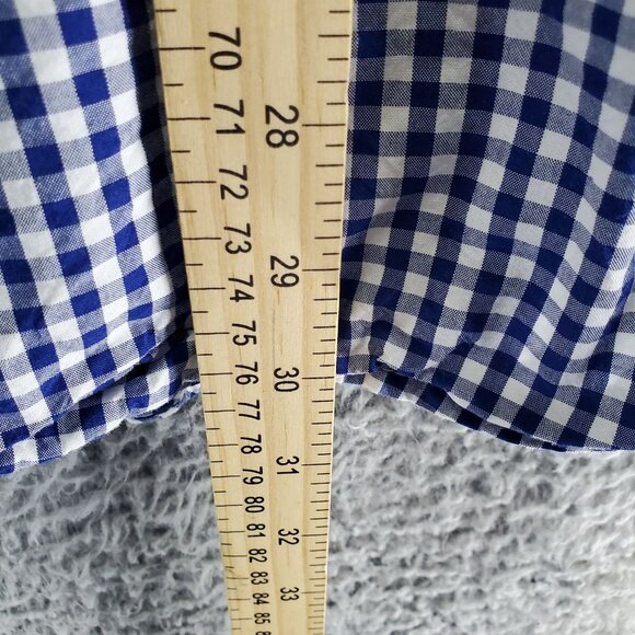 J. Jill Shirt Womens XL Tall Navy Blue Gingham Long Sleeve Blouse - Picture 5 of 9